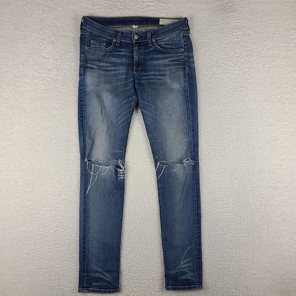 rag & bone Denim - Rag Bone Jeans Womens 27 Skinny Distress‎ Little Five Medium Wash Blue